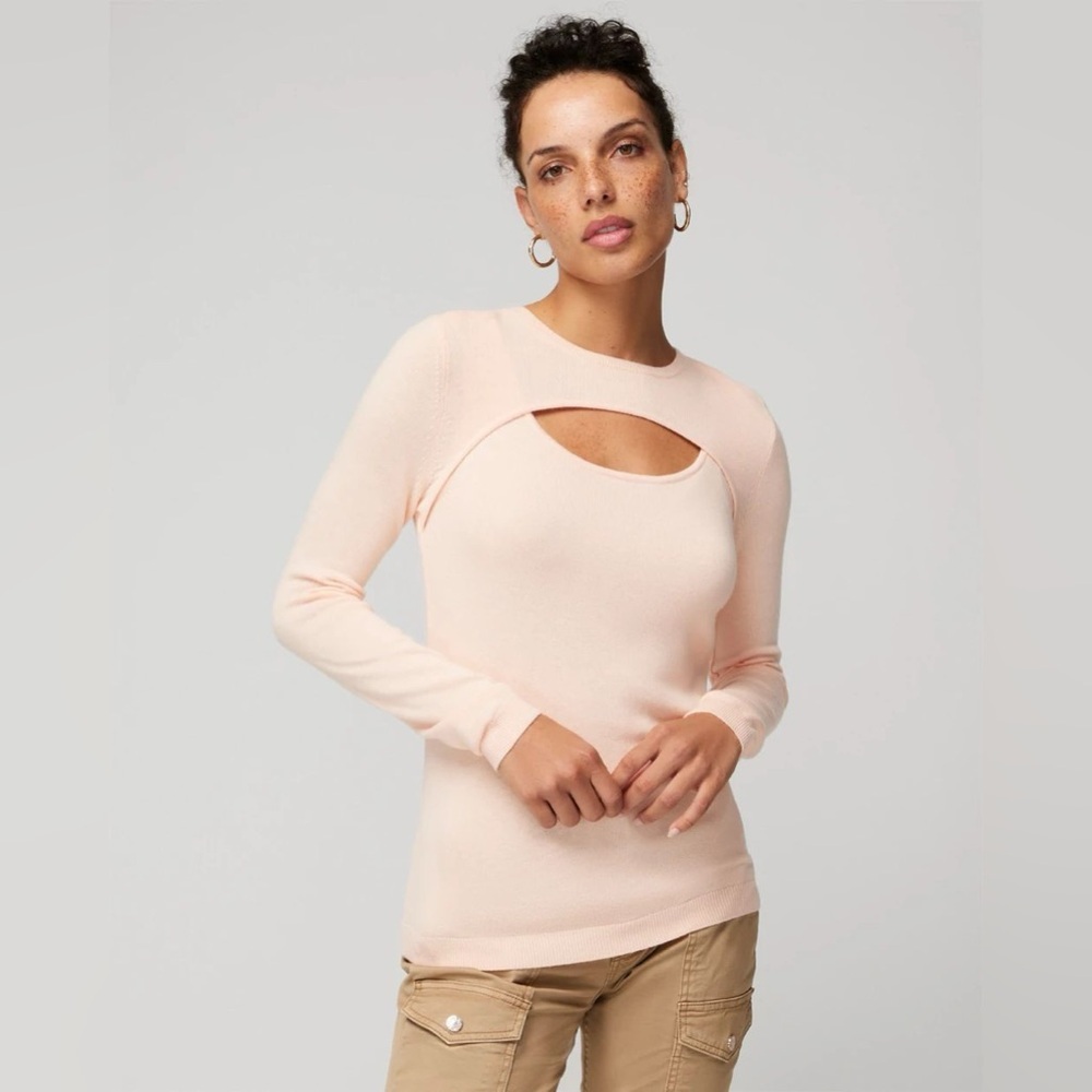 White House Black Market cashmere blend crew neck Cutout sweater